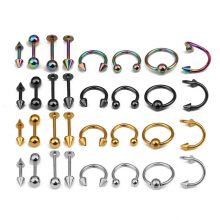 Set of 16 Stainless Steel Body Piercing Jewelry