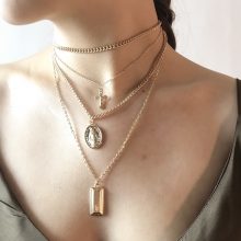 Layered Chain Necklace with Pendants